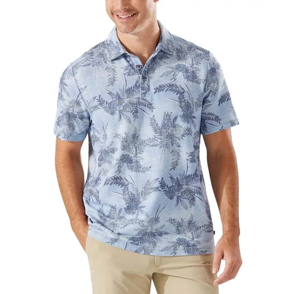 Tommy Bahama Island Zone Polo Mens Size M Tropical Blue Casual Golf Athleisure